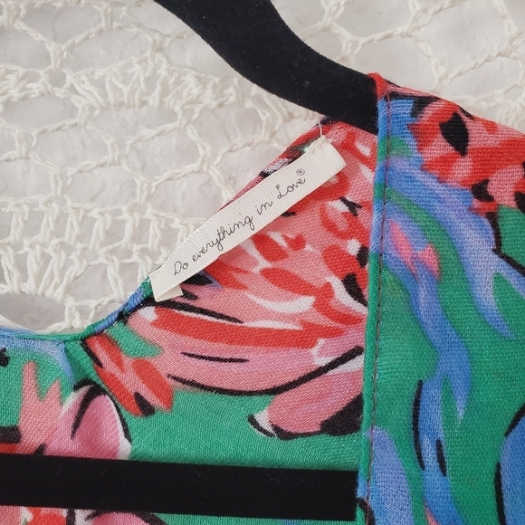 Do Everything In Love Floral Kimono Swim Coverup Boho Tassels Green Pink O/S - Picture 7 of 10